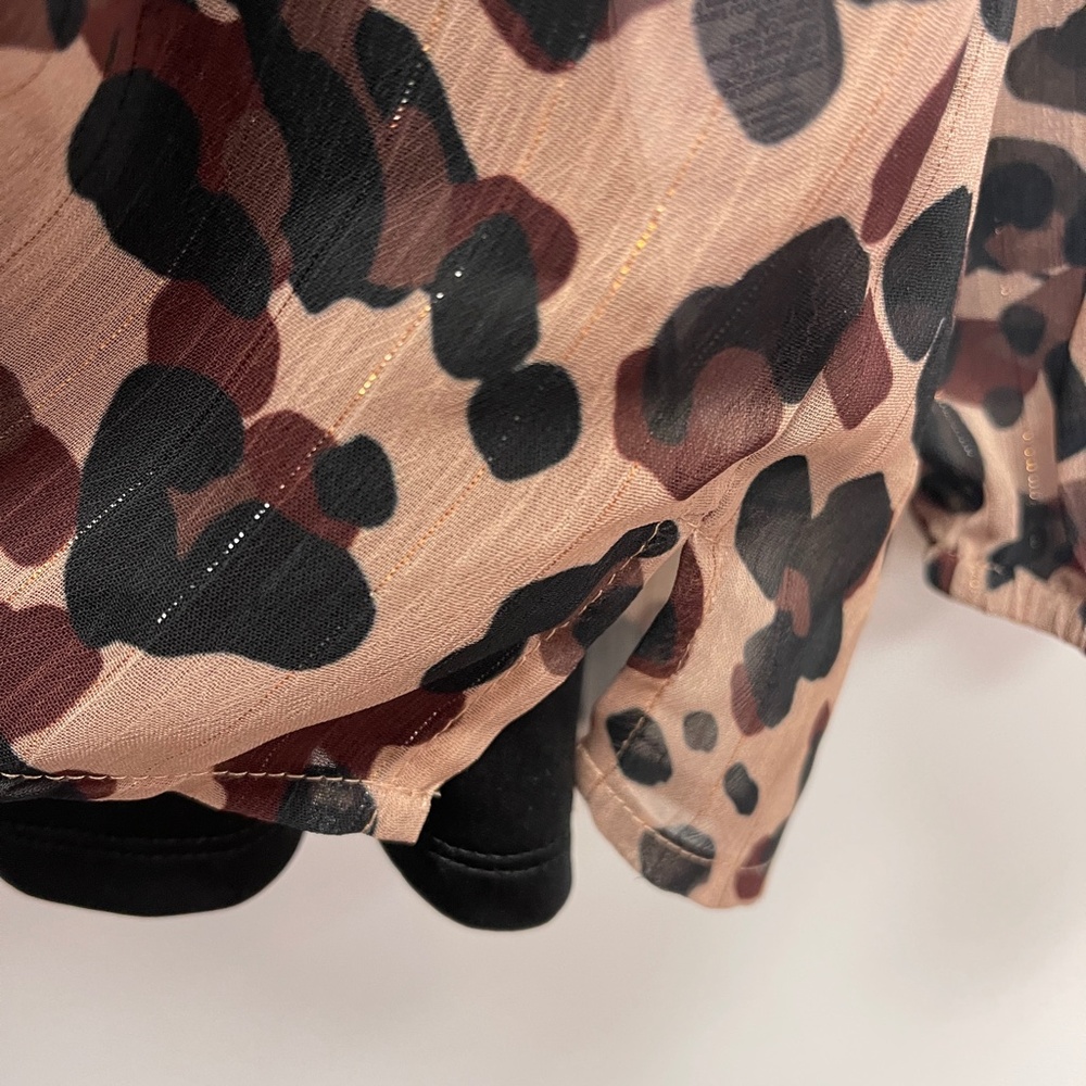 NYDJ Animal Print Pleated Henley‎ Blouse Popover 2X - Picture 9 of 13